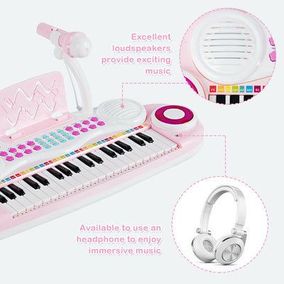 Multifunctional 37 Electric Keyboard Piano with Microphone-Pink