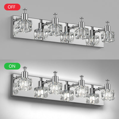 4-Lights Modern Bathroom Vanity Light Crystal Wall Sconce Bathroom Light Fixture