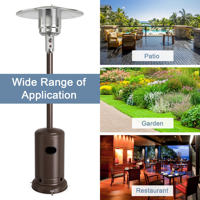 48000 BTU Stainless Steel Propane Patio Heater with Trip over Protection-Bronze