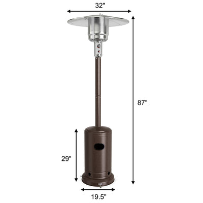 48000 BTU Stainless Steel Propane Patio Heater with Trip over Protection-Bronze