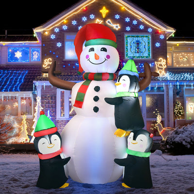 6 Feet Christmas Quick Inflatable Snowman with Penguins