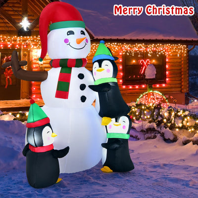 6 Feet Christmas Quick Inflatable Snowman with Penguins