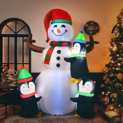 6 Feet Christmas Quick Inflatable Snowman with Penguins