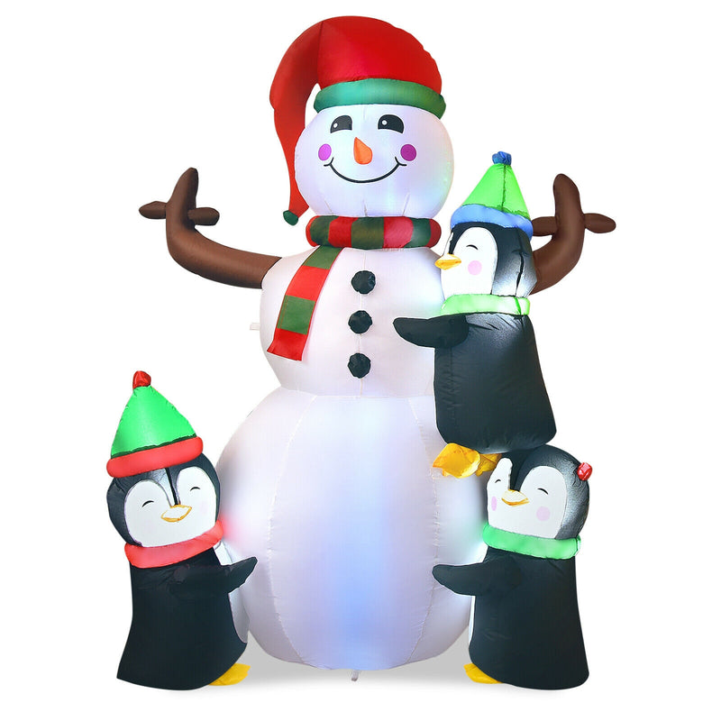 6 Feet Christmas Quick Inflatable Snowman with Penguins