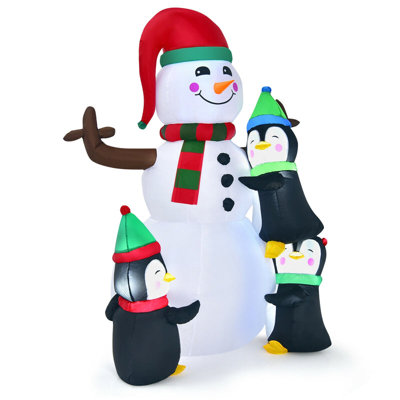 6 Feet Christmas Quick Inflatable Snowman with Penguins