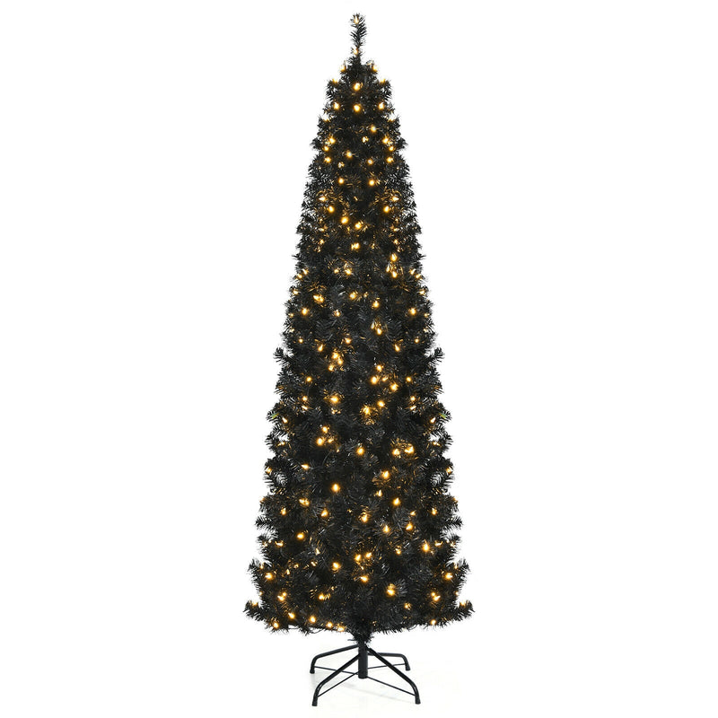 Pre-lit Christmas Halloween Tree with PVC Branch Tips and Warm White Lights-7&