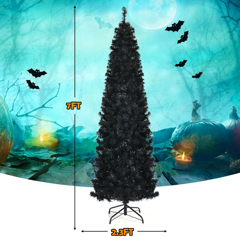 Pre-lit Christmas Halloween Tree with PVC Branch Tips and Warm White Lights-7&