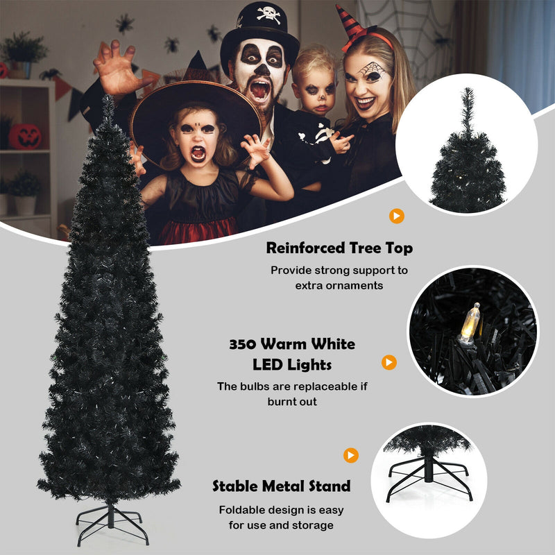 Pre-lit Christmas Halloween Tree with PVC Branch Tips and Warm White Lights-7&