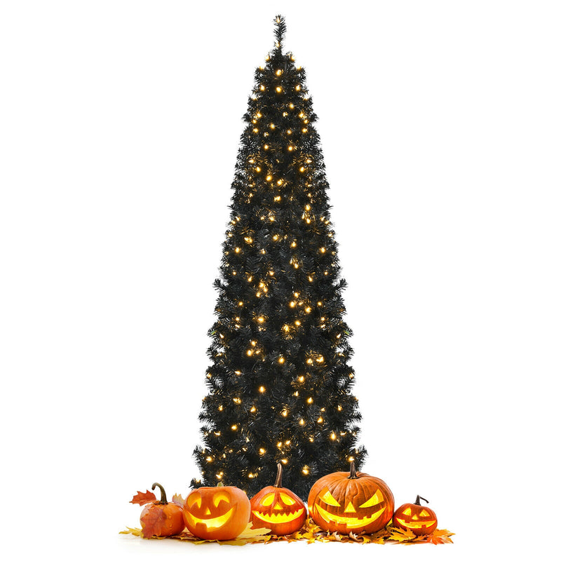 Pre-lit Christmas Halloween Tree with PVC Branch Tips and Warm White Lights-7&