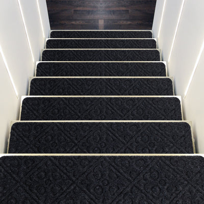 15Pcs Indoor Non-Slip Stair Carpet Mats for Wooden Steps-Gray