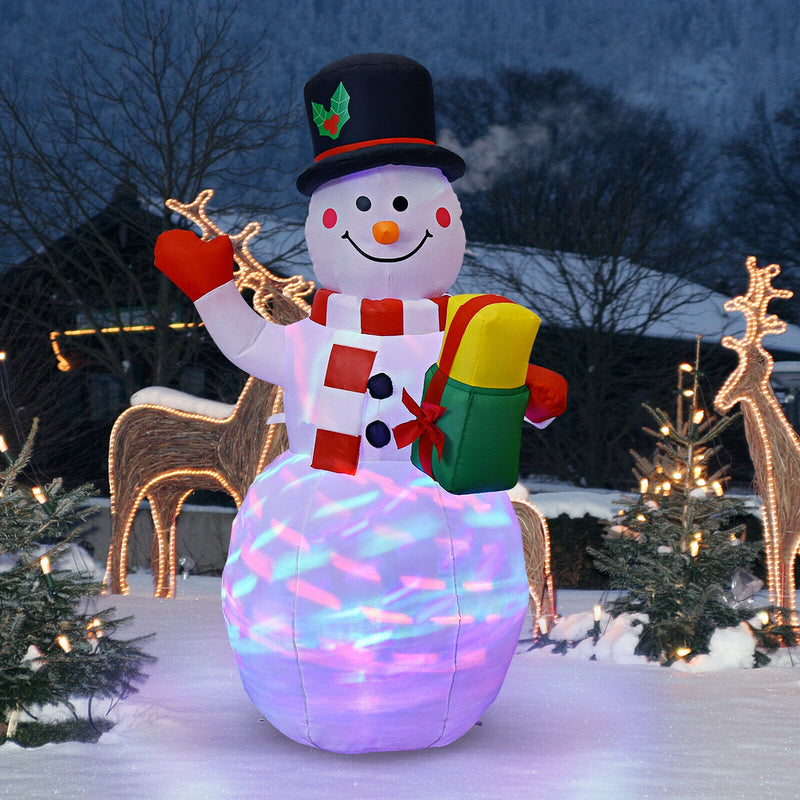 5 Feet Tall Snowman Inflatable with Built-in Colorful LED Lights