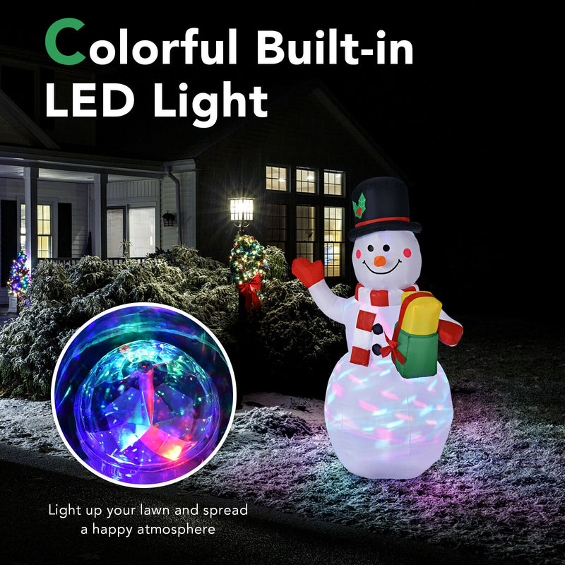 5 Feet Tall Snowman Inflatable with Built-in Colorful LED Lights