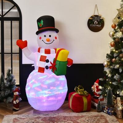 5 Feet Tall Snowman Inflatable with Built-in Colorful LED Lights