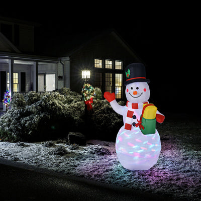 5 Feet Tall Snowman Inflatable with Built-in Colorful LED Lights