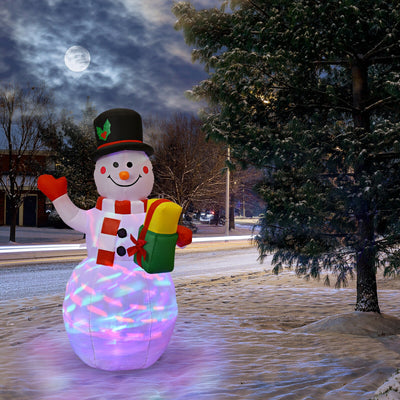 5 Feet Tall Snowman Inflatable with Built-in Colorful LED Lights