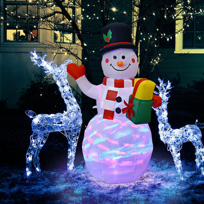 5 Feet Tall Snowman Inflatable with Built-in Colorful LED Lights