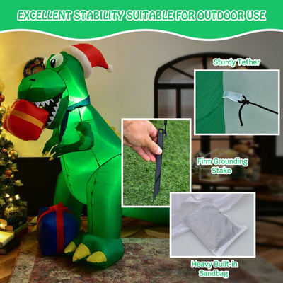 6 Feet Christmas Inflatable Dinosaur for Indoor and Outdoor