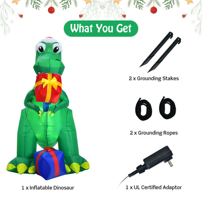 6 Feet Christmas Inflatable Dinosaur for Indoor and Outdoor