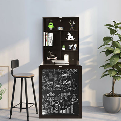 Convertible Wall Mounted Table with A Chalkboard-Coffee