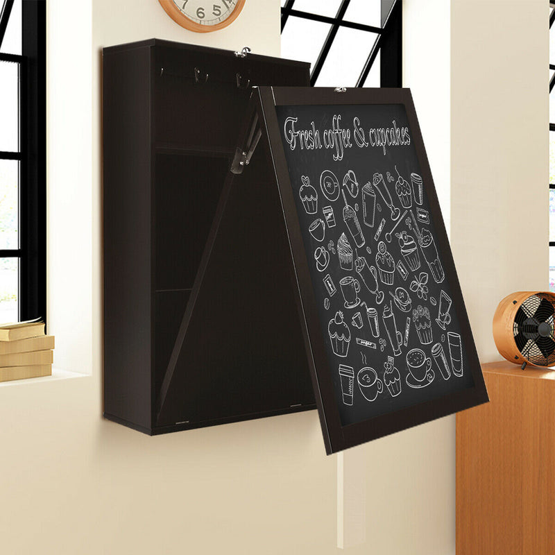 Convertible Wall Mounted Table with A Chalkboard-Coffee