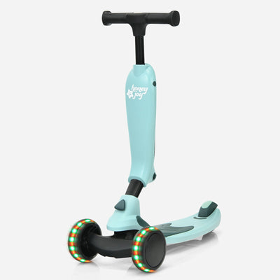 2-in-1 Kids Kick Scooter with Flash Wheels for Girls and Boys from 1.5 to 6 Years Old-Green