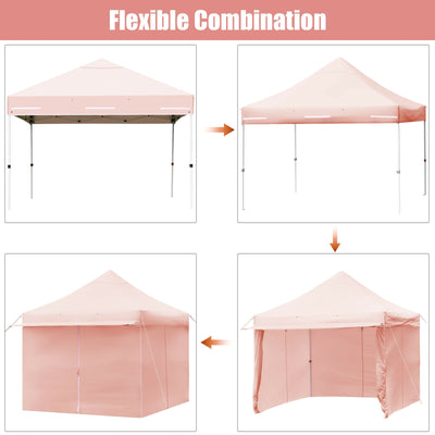 10 x 10 Feet Pop up Gazebo with 4 Height and Adjust Folding Awning-Pink