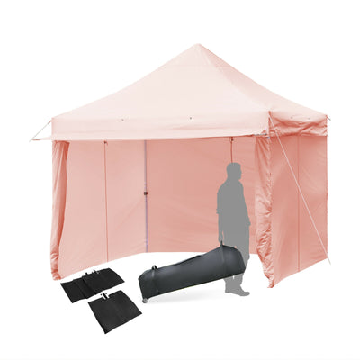 10 x 10 Feet Pop up Gazebo with 4 Height and Adjust Folding Awning-Pink