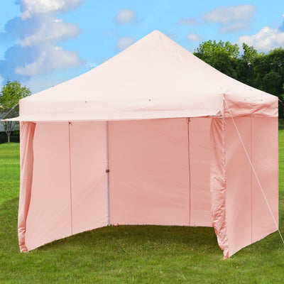 10 x 10 Feet Pop up Gazebo with 4 Height and Adjust Folding Awning-Pink