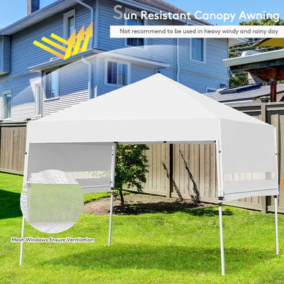 17 Feet x 10 Feet Foldable Pop Up Canopy with Adjustable Instant Sun Shelter-White