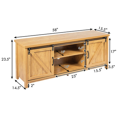 TV Stand Media Center Console Cabinet with Sliding Barn Door- Golden