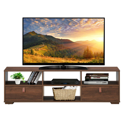 TV Stand Entertainment Media Center Console for TV's up to 60 Inch with Drawers Walnut-Walnut