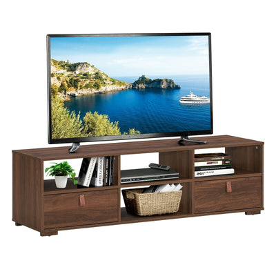 TV Stand Entertainment Media Center Console for TV's up to 60 Inch with Drawers Walnut-Walnut