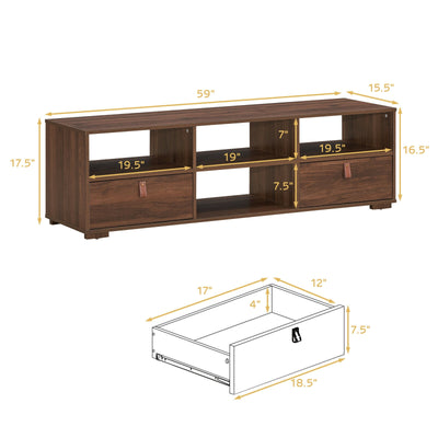 TV Stand Entertainment Media Center Console for TV's up to 60 Inch with Drawers Walnut-Walnut