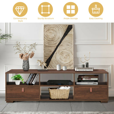 TV Stand Entertainment Media Center Console for TV's up to 60 Inch with Drawers Walnut-Walnut