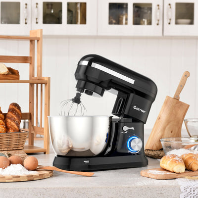 4.8 Qt 8-speed Electric Food Mixer with Dough Hook Beater-Black