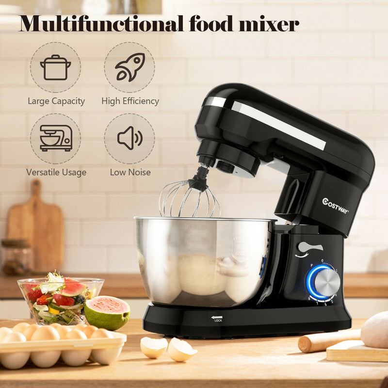 4.8 Qt 8-speed Electric Food Mixer with Dough Hook Beater-Black