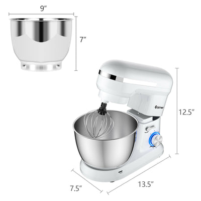 4.8 Qt 8-speed Electric Food Mixer with Dough Hook Beater-White