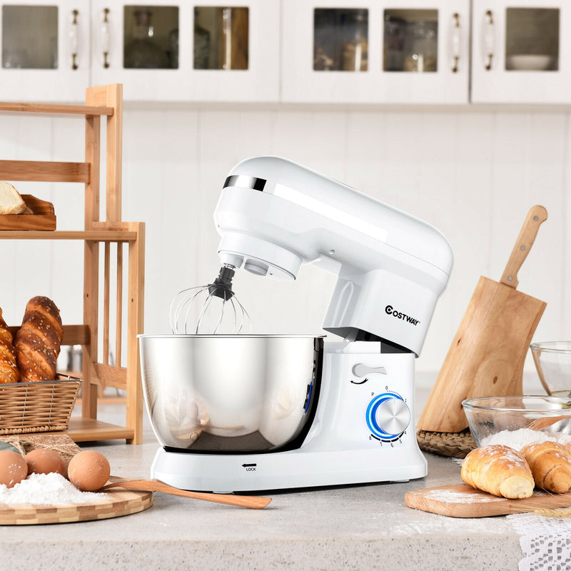 4.8 Qt 8-speed Electric Food Mixer with Dough Hook Beater-White