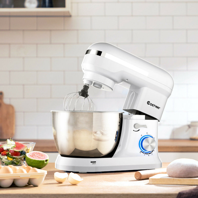 4.8 Qt 8-speed Electric Food Mixer with Dough Hook Beater-White