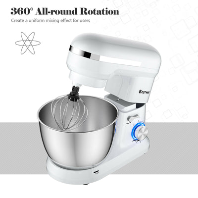 4.8 Qt 8-speed Electric Food Mixer with Dough Hook Beater-White