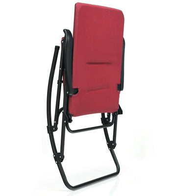 Foldable Rocking Padded Portable Camping Chair with Backrest and Armrest-Red