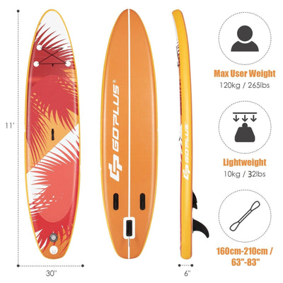 11 Feet Inflatable Stand Up board with Aluminum Paddle Pump