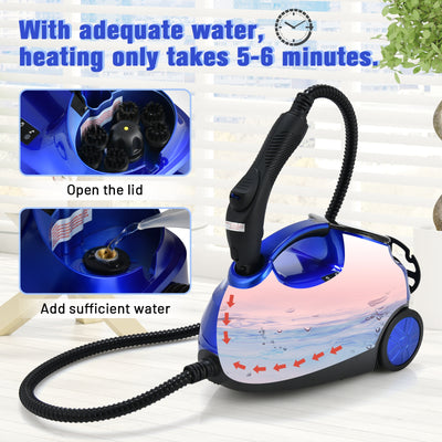 2000W Heavy Duty Multi-purpose Steam Cleaner Mop with Detachable Handheld Unit-Blue