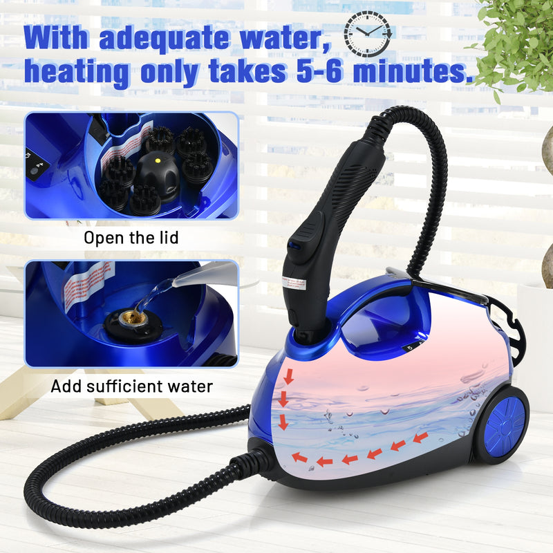 2000W Heavy Duty Multi-purpose Steam Cleaner Mop with Detachable Handheld Unit-Blue