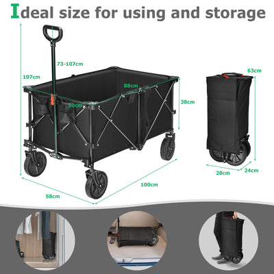 Outdoor Utility Garden Trolley Buggy -Dark Black