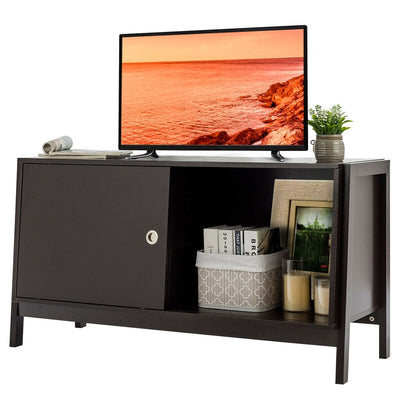 TV Stand Modern Entertainment Cabinet with Sliding Doors-Dark Brown