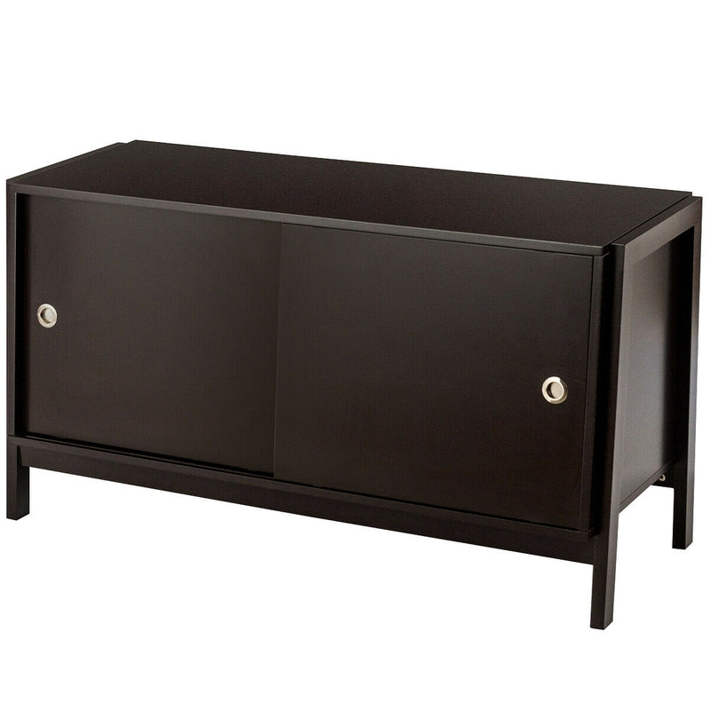 TV Stand Modern Entertainment Cabinet with Sliding Doors-Dark Brown