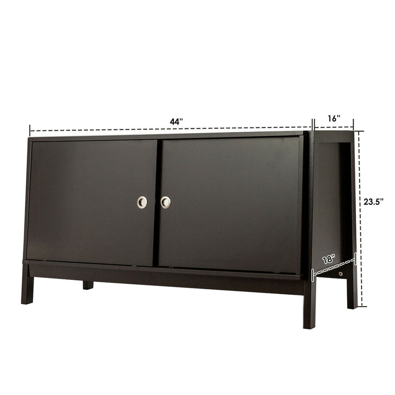 TV Stand Modern Entertainment Cabinet with Sliding Doors-Dark Brown