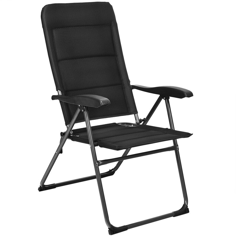 Set of 4 Patio Folding Chairs with Adjustable Backrest-Black