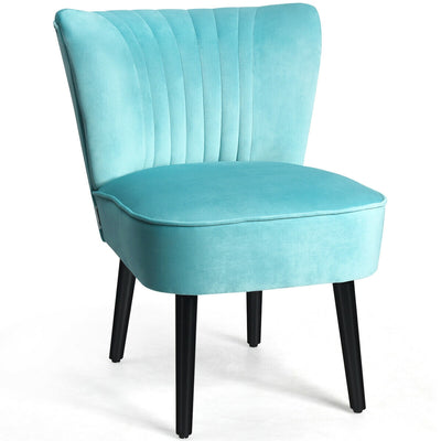 Set of 2 Armless Upholstered Leisure Accent Chair-Turquoise